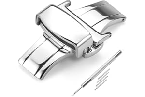 iStrap Boucle De Déploiement en Acier Inoxydable avec Bouton-Poussoir-Argent/Or Rose/Doré/Noir-16 mm 18 mm 20 mm 22 mm