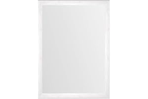 LOLAhome - Espejo Decorativo de Pared con Marco Laminado Blanco con veta de Madera para recibidor o Entrada de casa de 76x56 cm