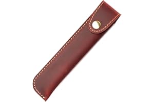 Kaizuca Stylo Doux Housse, Porte Stylo Cuir, Étui Stylo Cuir, avec Bouton Métal, Cuir Véritable Fait Main, Portatif, pour Stylo Plume, Stylo à Bille, Stylus