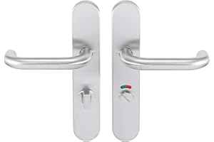 Bricard 666476 Set Stainless Steel Handles on Tempo Classic Toilet Door Plate (with Latch and Turn Signal)