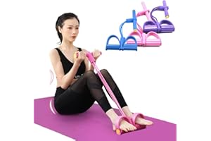 DZOZO Multifunction Resistance Training 4 Tube Pedal Resistance Band Sit-up Pull Rope Fitness Pedal Exerciser Tension Rope Sport Trainer Equipment for Legs Fitness Arm Leg Slimming Training