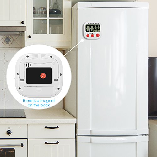 Digital Küchen Timer,EIVOTOR Elektronische Speicher Timer Digital Timer Erinnerung Kunststoff Küchenwecker Kurzzeitmesser Digitaler Kitchen Timer Magnetisch Stoppuhr Küchenuhr mit großem LED Bildschirm und Magnet und Alarm für Spiele Sport Büro Ruhen Studium und die Küche zum Kochen Backen(ohne Batterie) - 5