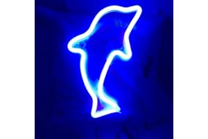 QiaoFei Luz de neón, LED dinosaurio con forma de señal de luz decorativa, decoración para silbato, fiesta de cumpleaños, habitación de niños, sala de estar, decoración de fiesta de boda (azul)