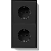 BSEED Wall Plug, PC Recessed Double Socket with Hooks, Black 2 Gang Sockets 150 x 80 mm
