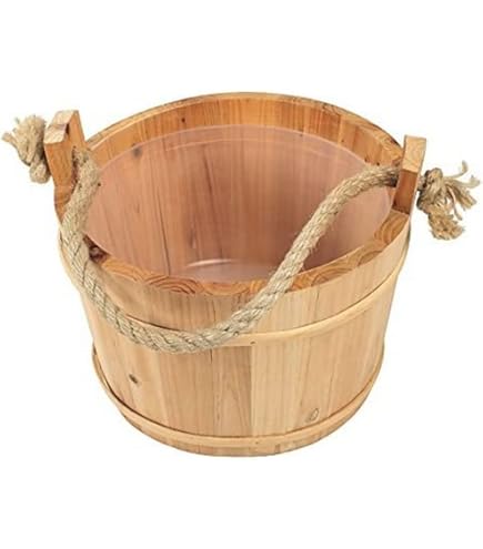 Grote Houten Emmer met metalen ring en handvat 10l - oude stijl zeer solide - sauna emmer