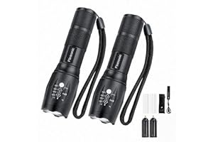 Flintronic LED-ficklampa, 2 st ficklampor med 1 000 lumen och superstarkt ljus, USB-uppladdningsbara ficklampor med 2 x 18650