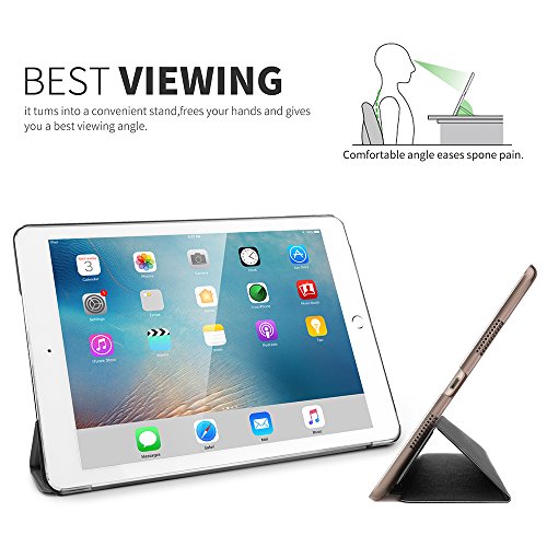 Boriyuan Ipad Pro 9.7 Hülle Smart Case Cover ultra slim Schutztasche aus PU Leder für Ipad Pro 9.7 Zoll mit Standfunktion, Auto Sleep Wake up, Displayschutzfolie und Stylus auch inklusive (Schwarz) - 6