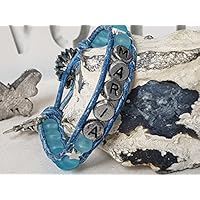 Blaues Kinderarmband, personalisierbar, niedlich, hübsch, Buchstabenarmband, Namensband, Sterne, Einhorn, Charms, Mädchenarmband, Maria, optional aus Halbedelseinen