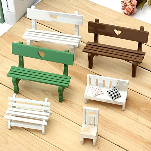 Kungfull Mall Mini Resin Bench Micro Landschaft Dekoration Garten DIY Dekor - 4