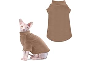 PBAHAUP Vêtements Chat, Pull Sphynx Chat Sweat-Shirt Costume, Pull Chat Sweat-Shirt Gilet, Pulls de Chat Doux et Respirants pour Chats, pour Sphynx, Cornish Rex, Devon Rex, brun, M