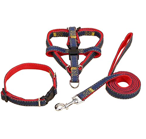 Preisvergleich Produktbild Legendog Hundeleine Tragen Beständige Denim Haustier Leine Mit Weste Geschirr Hundehalsband
