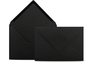 ‎COLOURS 4-YOU BY GLÜXX-AGENT 25 Briefumschläge DIN C6 Schwarz - 11,4 x 16,2 cm - Kuverts mit 80 g/m² Nassklebung spitze Klappe - Umschläge ohne Fenster - Colours-4-you