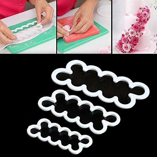 GOOTRADES Plastik Fondant Cutter Kuchen Gebäckpressen, Gartennelke/Rose, 2 Pack, 3 Stk mit 1 Pack, (Rose) - 4