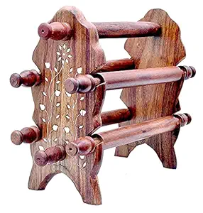 Jtku handicraft Wooden Bangle Stand, Bangle Organizer with 4 Rod, Bangle Holder - Gift Items Size - LxBxH - 10x5x10 Inches