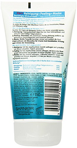 GARNIER Hautklar 3in1 Gesichtsreinigung + Peeling + Gesichtsmaske / Gesichtspflege gegen Pickel und Unreinheiten, 1er Pack – 150 ml - 2