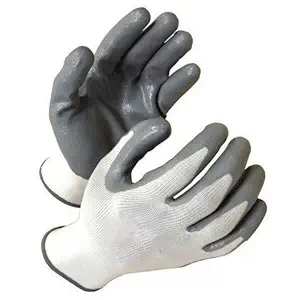 Agrihypermart AHM G 3 Three Pairs Grey Nitrile Gloves for Garden and Soil Works