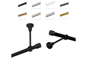 MDEKOR Tringle à rideaux 240 cm à simple voie | Tringle à rideaux pour montage mural ou au plafond en métal noir | Set de tringles à rideaux Ø 19 mm
