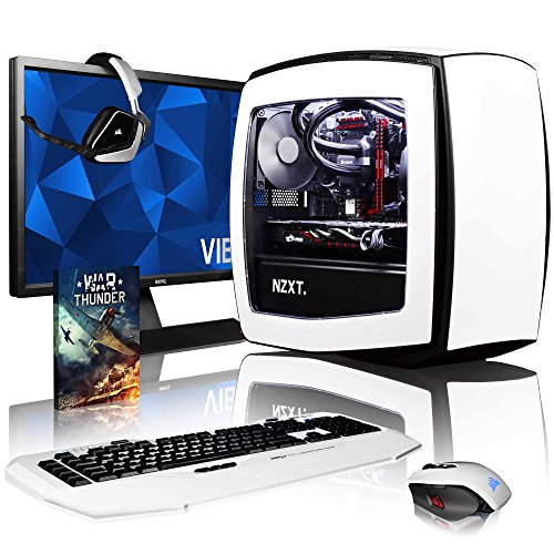 VIBOX Atom GL770-349 Komplett-PC Paket Gaming PC - 4,5GHz Intel i7 Quad Core CPU, GTX 1070, leistungsfähig, Wassergekühlter Desktop Gamer Computer mit Spielgutschein, 27" HD Monitor, Roccat Tastatur, Gamer Mouse, lebenslange Garantie* (4,2GHz (4,5GHz Turbo) Superschneller Intel i7 7700K Kabylake Quad 4-Core Prozessor CPU, Nvidia GeForce GTX 1070 8GB Grafikkarte, 16GB Team 3000MHz DDR4 RAM, HyperX Savage 120GB SSD, 3TB Festplatte, Corsair H80i GTX Wasserkühler, Ohne Windows Betriebssystem)