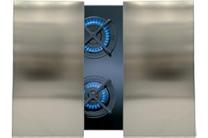 LEKE GO Protector de Encimera Universal en Acero Inoxidable para Gas, Vitrocerámica, Induccion- Juego de 2 piezas Cubre Encimera gas, Cubre Vitroceramica 57x60x7 cm