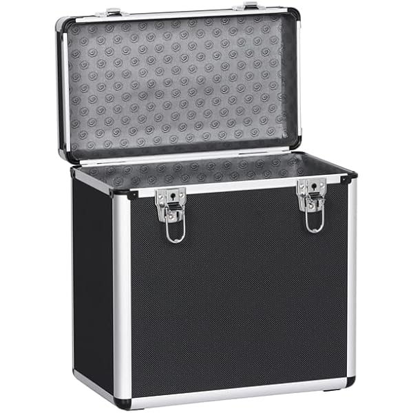 Mallette De Transport Pour Vinyles OUUTMEE - 50 Disques - Alliage Aluminium Noir