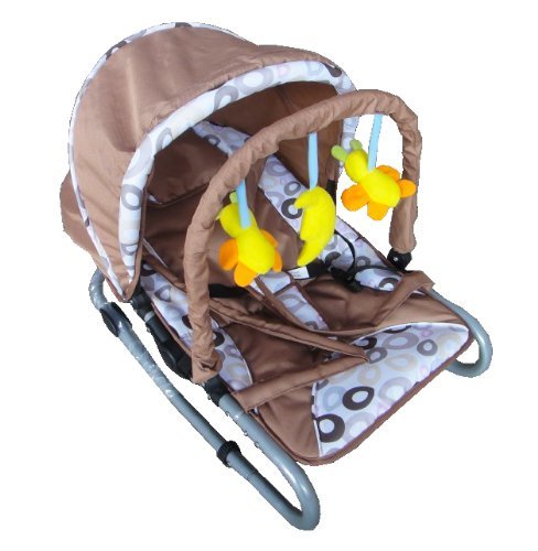 FoxHunter New Baby Infant Child Bungee Bouncer Rocker Recline chair With Hood and Toys Bar Coffee With Spot 38cm X 34cm X 78CM
