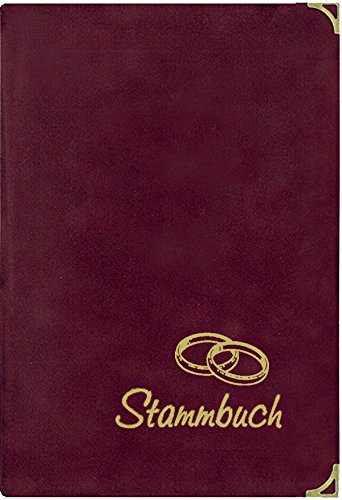 Stammbuch VITRA, Velours bordeaux, Prägung Ringe in Gold, Klemmschiene, Stammbuchformat (70015KW)