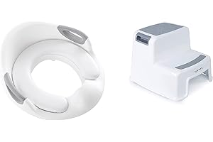 Rainberg Toddler Toilet Training Seat with 2 Step Stool, Toddler Toilet Seat with Handles, Anti-Slip Surface and Lightweight Portable Design for Safe Stress-Free Kids Potty Toilet Training