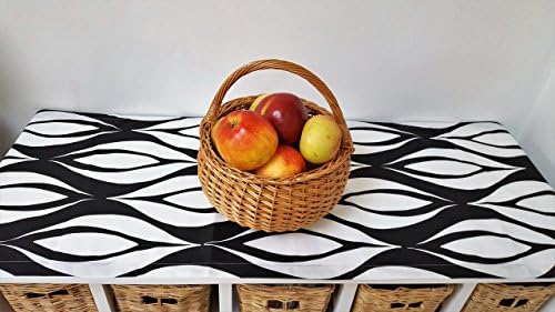 Handmade Art Deco Black and White Linen Cotton Table Runner.