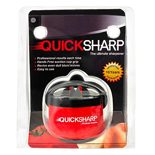 Messerschärfer von QUICKSHARP® Messerschleifer [Knife Sharpener] Professionelle Ergebnisse leicht gemacht mit nur einer Hand (Rot) - 9