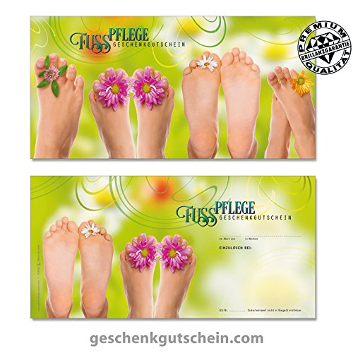 10 Stk. Geschenkgutscheine „DIN lang“ + 10 Stk. Kuverts + 10 Stk. Schleifen für Fußpflege, Podologie, Pediküre FU9703 - 2