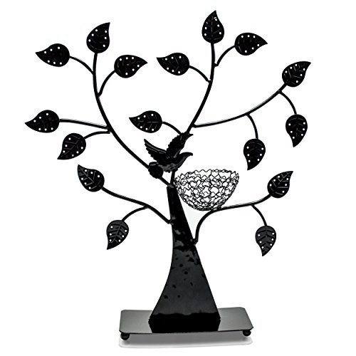 VENKON – Design Schmuckbaum Ohrringhalter Schmuck Organizer Schmuckständer Ringhalter – schwarz – 43 x 38cm - 2