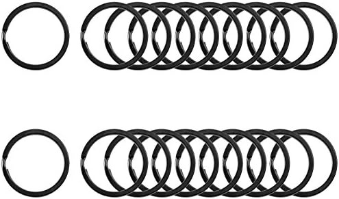 Ucatcher 20 PCS Round Flat Key Rings Keychain Ring Metal Split Keyrings for Home Car Keys Attachment Organization, 30mm, Black