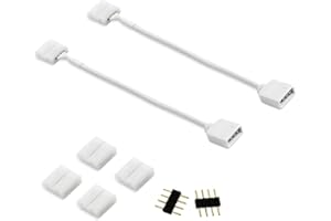 COOLWEST 2 Pack Anschlusskabel 4 pin Steckverbinder für LED Streifen 5050 RGB, Verbindung und Verlängerung für LED Lichtstreifen Lichtleiste Strip