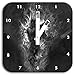 Produktbild Verdunkelter Dämon des Feuers Kunst B&W, Wanduhr Durchmesser 28cm mit schwarzen eckigen Zeigern und Ziffernblatt, Dekoartikel, Designuhr, Aluverbund sehr schön für Wohnzimmer, Kinderzimmer, Arbeitszimmer