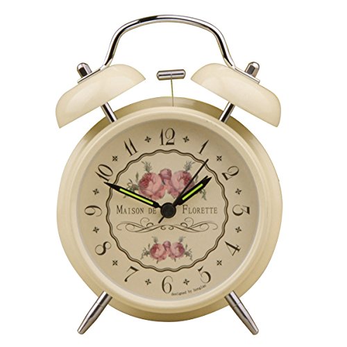 UniqueBella 4 inch keine Tickende Nachtlicht Nostalgischer Doppelglocke Alarm Uhr Glockenwecker mit Quarzlaufwerk - Super Laut #3