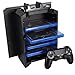 Produktbild KONKY - PS4 / PS4 Slim / Pro Konsole Vertikaler Stand, Playstation 4 Dual Controller Ladestation Dock & PS4 Videospiele DVD Blu Ray Storage Tower