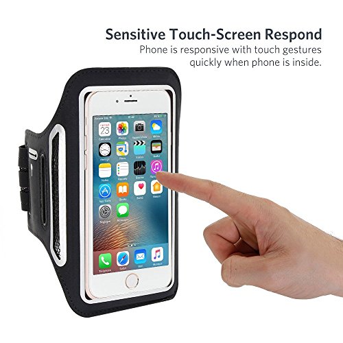 Handy Armband Landnics Sportarmband iPhone Android sebis 5.5 Inch SchweiÃŸbestÃ¤ndiges Armband-Etui Mit SchlÃ¼sselhalter, Kabelfach, Kartenhalter fÃ¼r Handys Samsung Galaxy iPhone 7/6/6S/5 (Schwarz+)