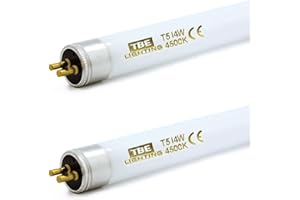 TBE LIGHTING T5 14w Fluorescent Tube Lamps 549mm - CFL Bulbs - G5 2-Pin Base Fittings - T5 High Efficiency Lamps, Cool White 4000-4500K (2-Pack)