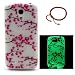 Produktbild Schutzhülle für Samsung Galaxy S4 Mini, GOCDLJ Ultra Thin TPU Luminous Fluoreszierendes Licht Leuchtende Nacht Hülle Muster Gel Skin Transparent Bumper Rand Cover Tasche Bunte Handyhülle Protective Case Schale schützende Durchsichtig Rückschale Clear Rubber Pattern Fall Handytasche Weiche Ränder Etui + Chinesischer Stil Rote Armbänder für Samsung Galaxy S4 Mini Design Pflaumenblüte