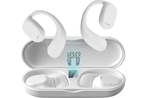 XMENHA Open Ear Kopfhörer kabellos Bluetooth Sportkopfhörer mit Mikrofon Luftleitung Knochenschall Ohrhörer wasserdicht Wireless Bone Conduction Headphones mit Ohrhaken für Workout Laufen Joggen Weiß