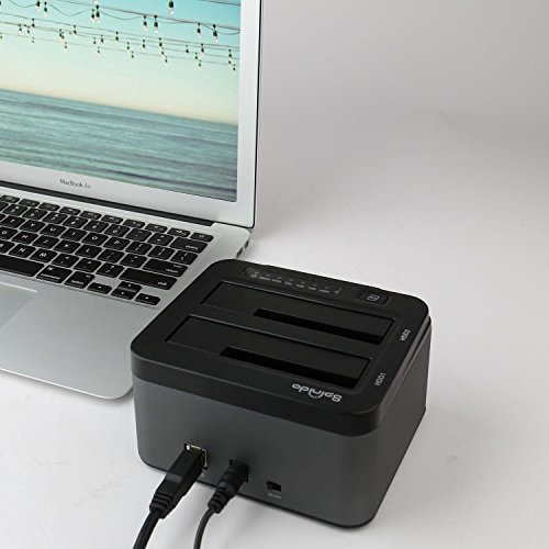 Dual Festplatten Dock mit Klonfunktion, Spinido® USB 3.0 Aluminium Zweifache Offline Duplikations und Klonfunktion Festplatten Dockingstation Optimiert für 3.5″ & 2.5″ SATA SSD und HDD, Werkzeuglos Installation [Unterstützt 2∗6TB] ( Dunkelgrau ) - 5