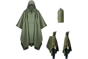 SCHYIDA Regenponcho 3 in 1, Regencape Regenmantel Raincoat Regenjacke Fahrrad Regenponcho mit Aufbewahrungstasche Wasserdicht Grün Regenmantel Lang Rain Coat 210 * 140cm Rain Poncho für Damen, Herren