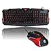 Produktbild Sansee 3 Farben Atemberaubende Feuer Risse LED-Backlights Wired Gaming Keyboard + Gaming Maus für Gamer (russische und englische Version USB powered) (Russisch, HXSJ-J70)