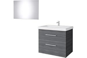 Planetmöbel Mobiletto 64cm con specchio Set di mobili da bagno per bagno WC ospiti Antracite