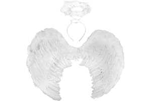 Bluelves Ali ed Aureolas, Halloween Ali d'Angelo, Ali Angelo Bianco, per Feste in Maschera, Carnevale, Halloween, Bianco