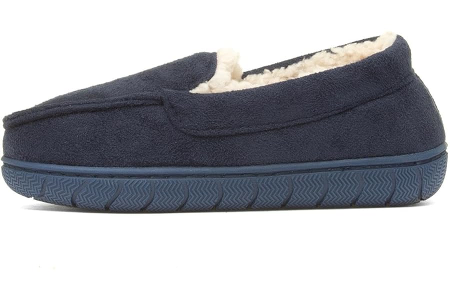 The Slipper Company Boys Navy Moccasin Slipper