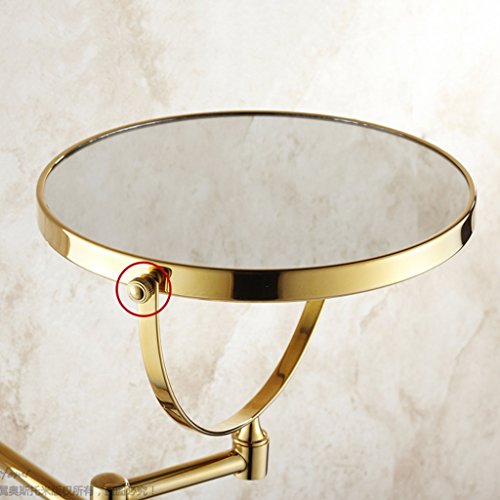 Volles Kupfer-Gold Wand-doppelseitiges Badezimmer Teleskopisches Falten 8-Zoll-Vergrößerungs-Schönheits-Spiegel - 3