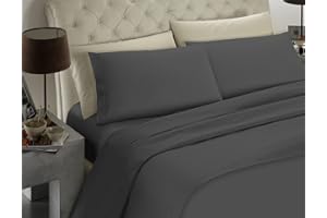 BANZAII TEXTILE INNOVATOR ONLINE Banzaii Completo Lenzuolo Una piazza e mezza, Grigio Scuro 100% Microfibra Made in Italy, Lenzuolo Sopra 180 x 290 cm, Lenzuolo Sotto 110/120 x 190/200 x 25 cm, 1 Federa 52 x 82 cm