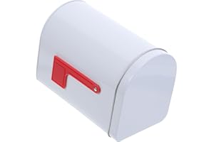 NUOBESTY Weißer Tinplate Mailbox Geschenk Briefkasten Spielzeug Mit Signalflagge Robuste Metall Aufbewahrungsbox Für Kinder Outdoor Spiel Aktivitäten Und Dekoration 6.13 X 4.40 X 3.69 Zoll
