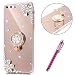 Produktbild Huawei P10 Plus Hülle,Huawei P10 Plus Schutzhülle,Hpory Fashion Luxus Glänzend Glitzer Bling Kristall Blumen Muster Goldener Kreisring Rotierendem Ring Fingerhalterung Ständer Halter Überzug Sparkle Pailletee Bling Strass Diamanten Crystal Clear Transparent TPU Silikon Perfekter Hülle für Mädchen Frauen Silicone TPU Protector Bumper Anti-Staub Anti-Kratzer Telefon Tasche Handytasche Schutzhülle für Huawei P10 Plus-(Gold)